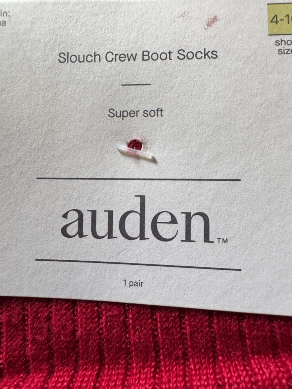 auden Slouch Crew Boot Socks - Raspberry Red - Picture 3 of 3
